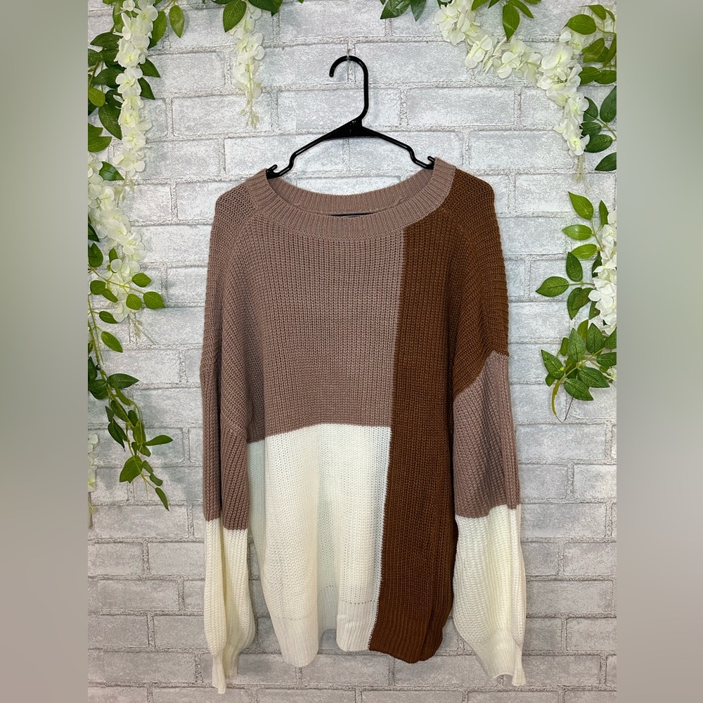 SHEIN LUNE Plus Colorblock Drop Shoulder Sweater